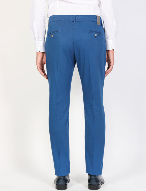 Solid color dobby cotton trousers 