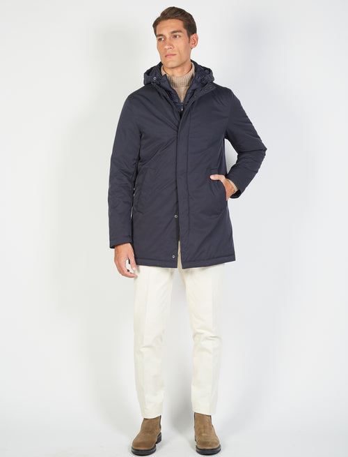 Parka with bib in technical fabric 