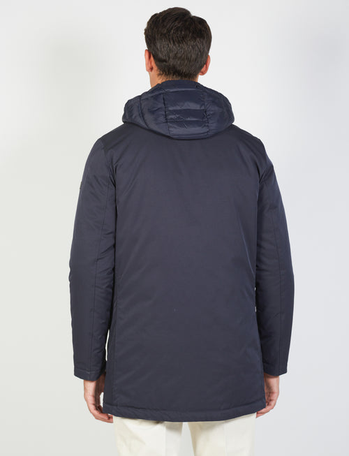 Parka with bib in technical fabric 