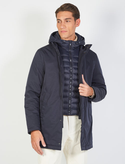 Parka with bib in technical fabric 