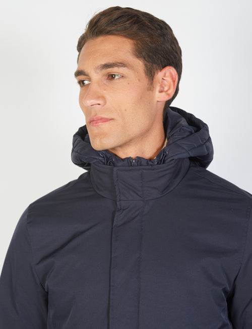 Parka with bib in technical fabric 