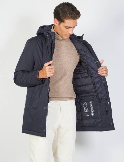 Parka with bib in technical fabric 