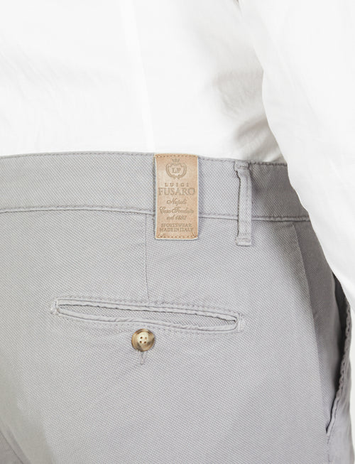 Solid color dobby cotton trousers 