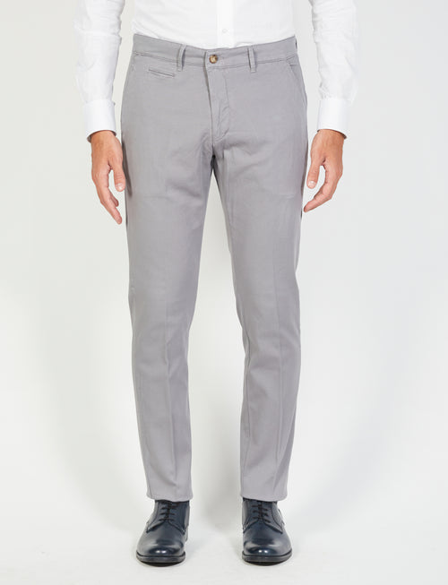 Solid color dobby cotton trousers 