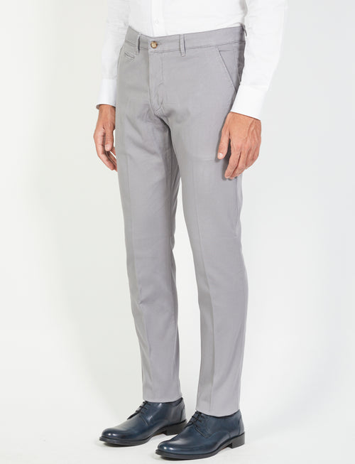 Solid color dobby cotton trousers 