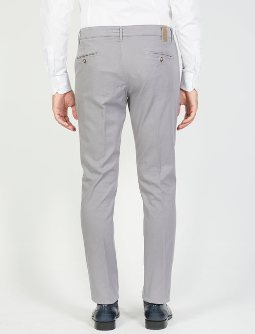 Solid color dobby cotton trousers 