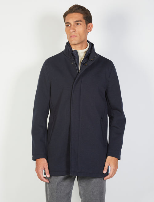 Cappotto in maglia con pettorina removibile_luigi fusaro