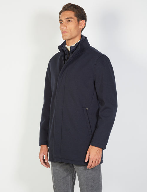 Cappotto in maglia con pettorina removibile_luigi fusaro