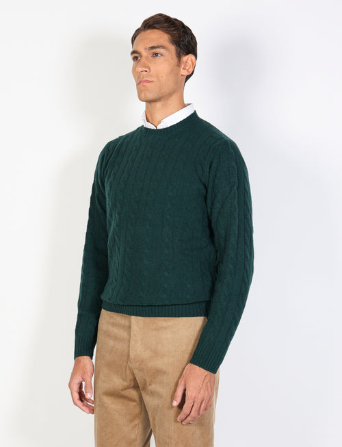 Maglia girocollo con trecce in lambswool