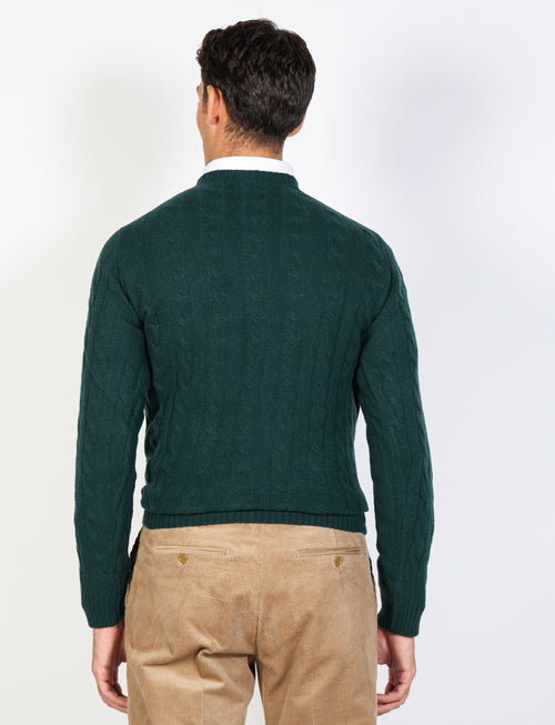 Maglia girocollo con trecce in lambswool