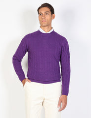 Maglia girocollo con trecce in lambswool