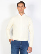 Maglia girocollo con trecce in lambswool
