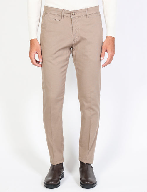 Solid color dobby cotton trousers 