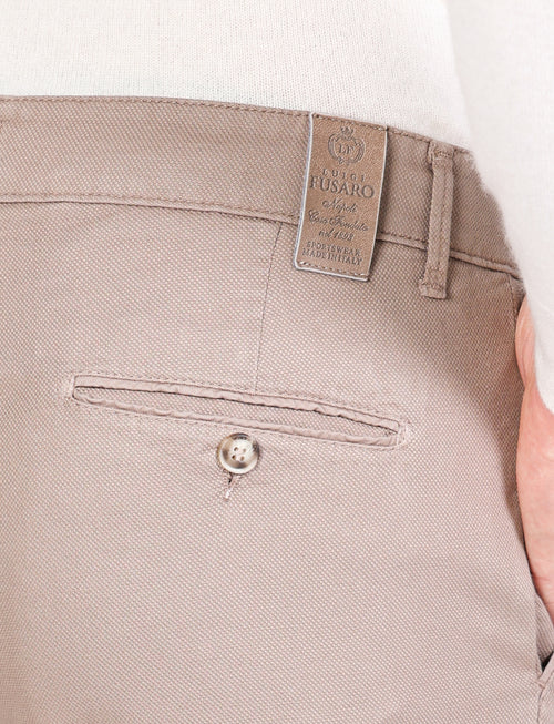 Solid color dobby cotton trousers 