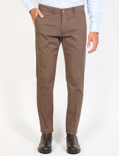 Solid color dobby cotton trousers 