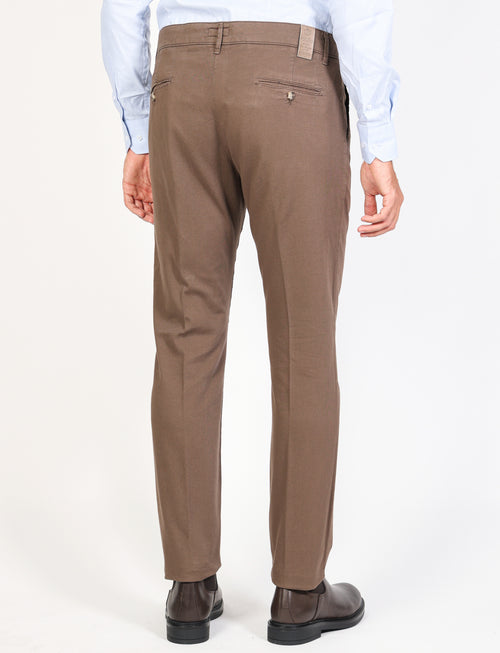 Solid color dobby cotton trousers 