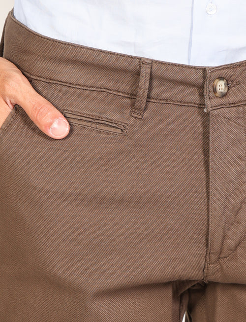 Solid color dobby cotton trousers 