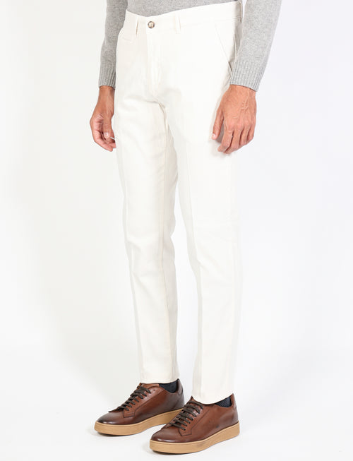 Solid color dobby cotton trousers 