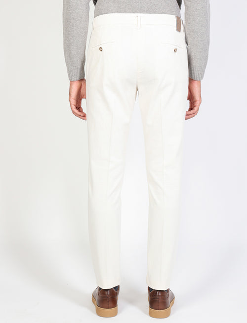 Solid color dobby cotton trousers 