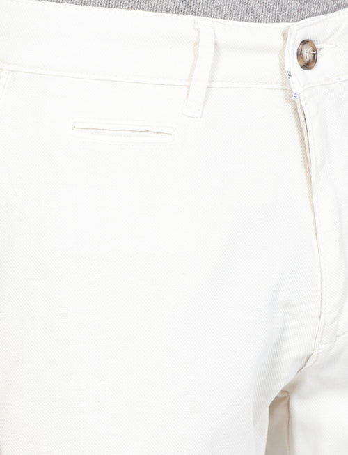 Solid color dobby cotton trousers 