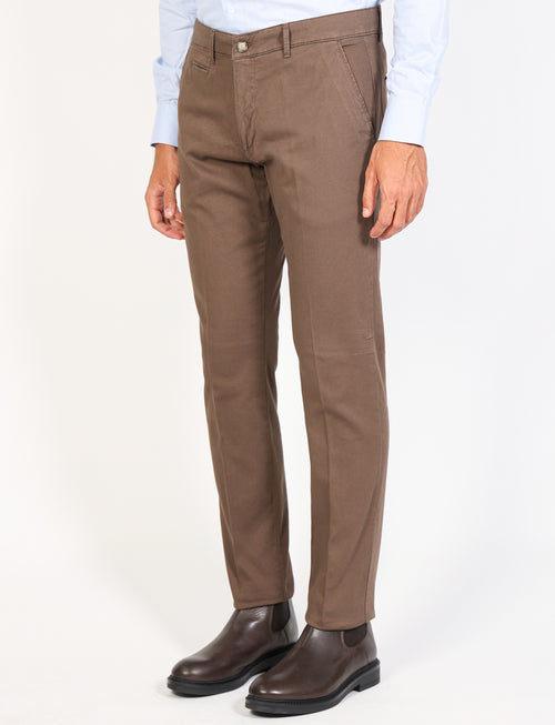 Solid color dobby cotton trousers 