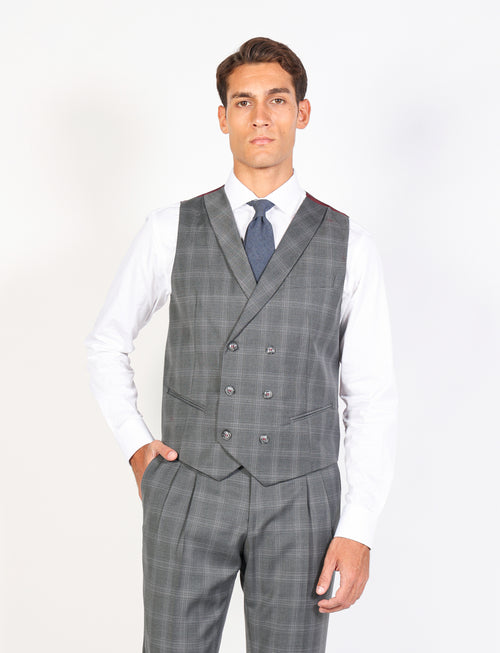 Gilet doppiopetto in fantasia galles