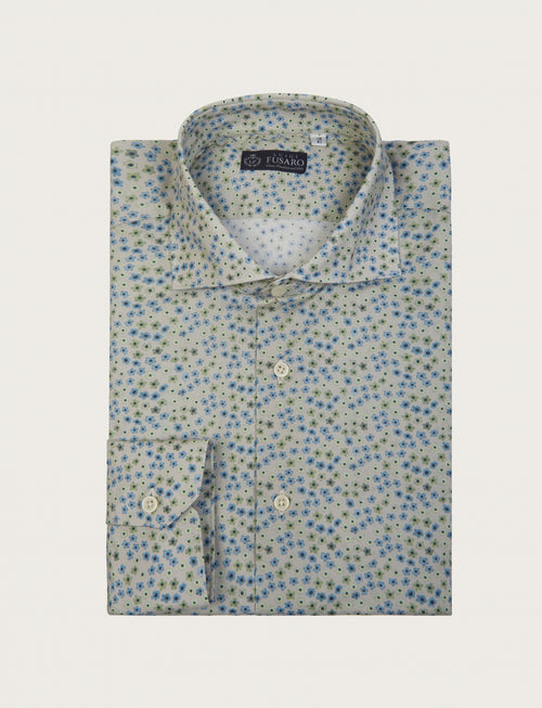 Camicia fantasia a fiori in cotone stretch