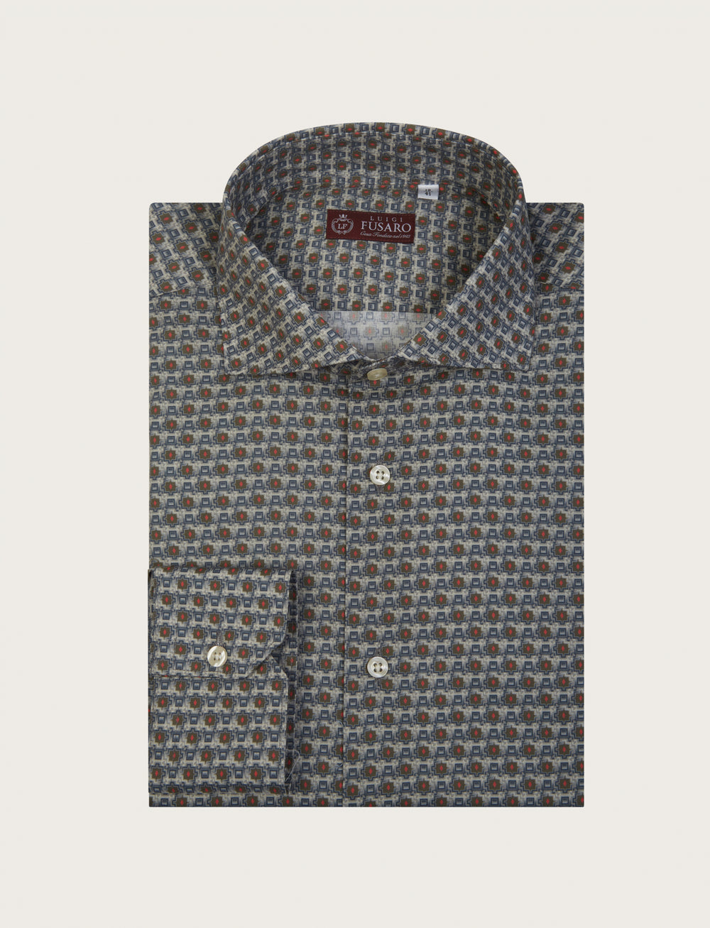 Geometric patterned shirt in stretch cotton