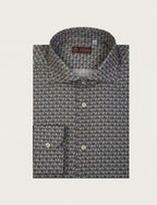 Camicia fantasia geometrica in cotone stretch luigi fusaro