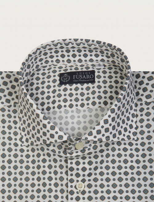 Geometric patterned shirt in stretch cotton
