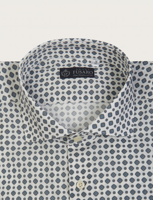 Geometric patterned shirt in stretch cotton
