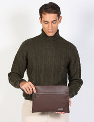 Eco-leather clutch bag with handle 