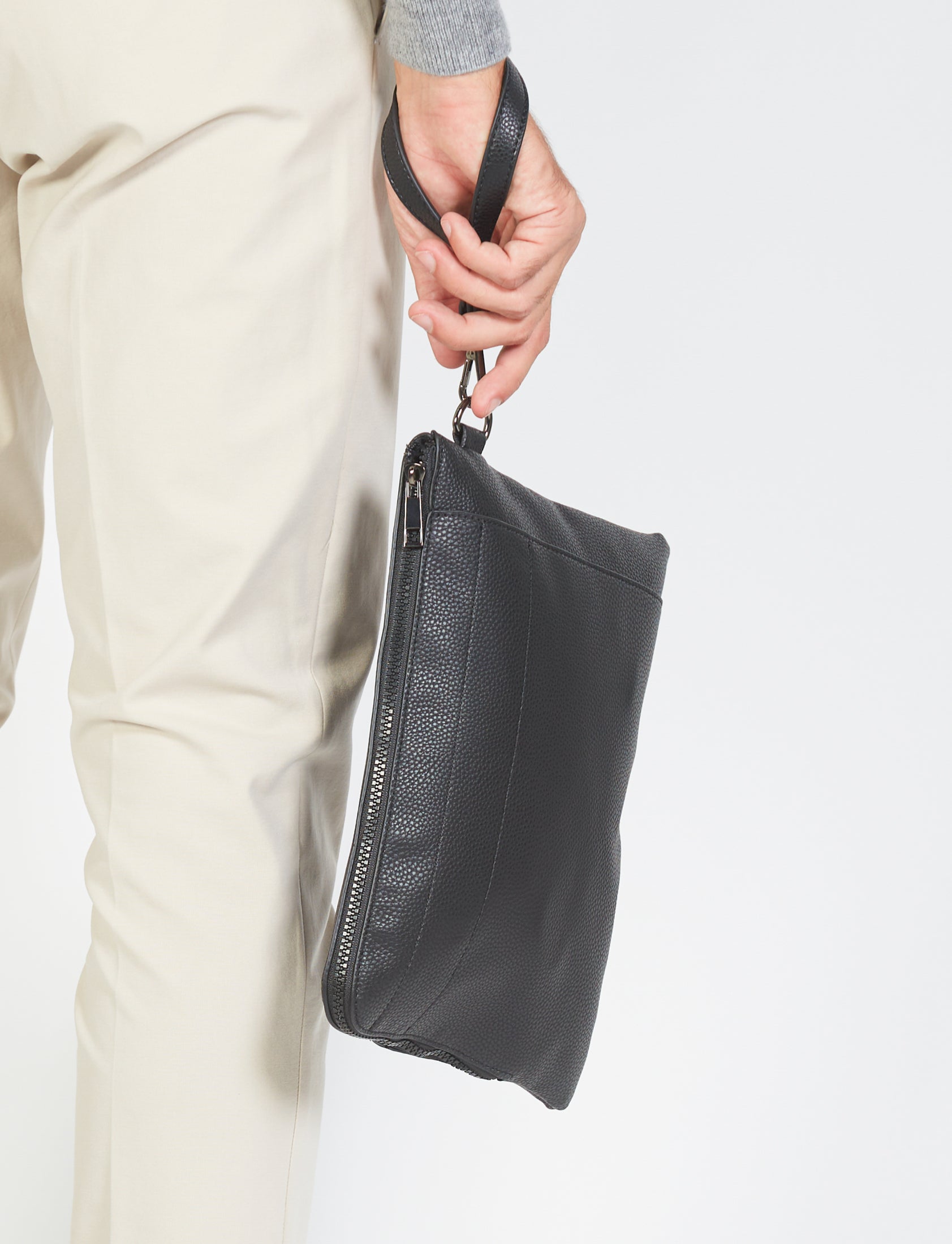Eco-leather clutch bag with handle | Luigi Fusaro