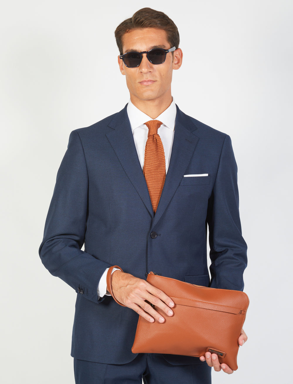 Eco-leather clutch bag with handle 