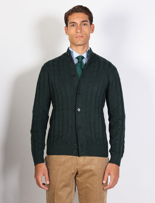 Cotton and wool cable knit cardigan 