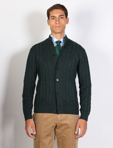 Cotton and wool cable knit cardigan 