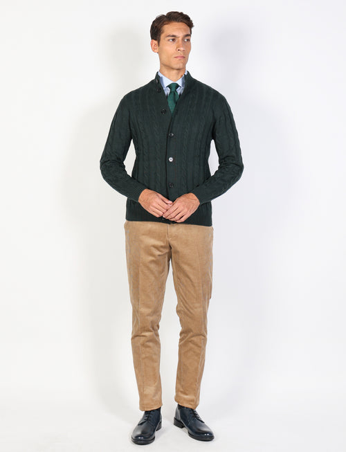 Cotton and wool cable knit cardigan 