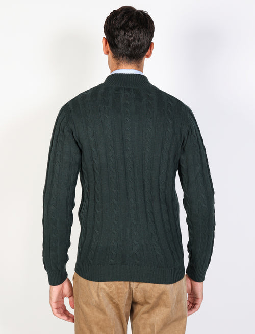 Cotton and wool cable knit cardigan 
