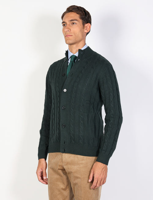 Cotton and wool cable knit cardigan 