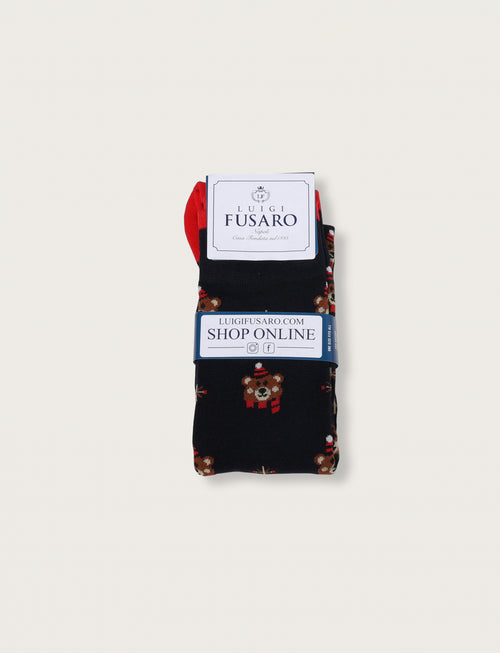 Calzini in cotone con orso di natale |Colore:Blu