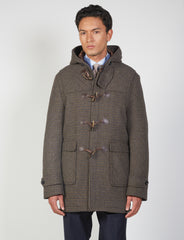 Duffle coat in houndstooth patterned wool 