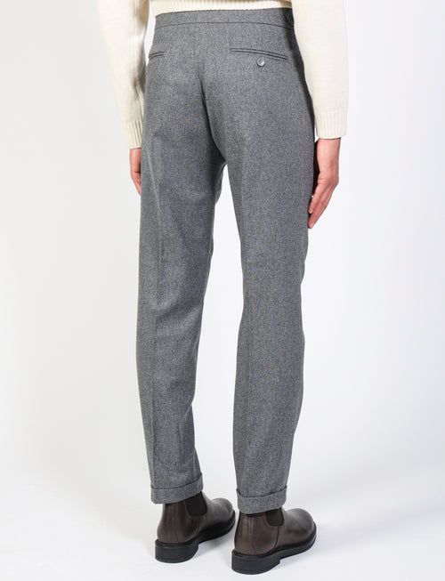 Wool Flannel Pleated Trousers 