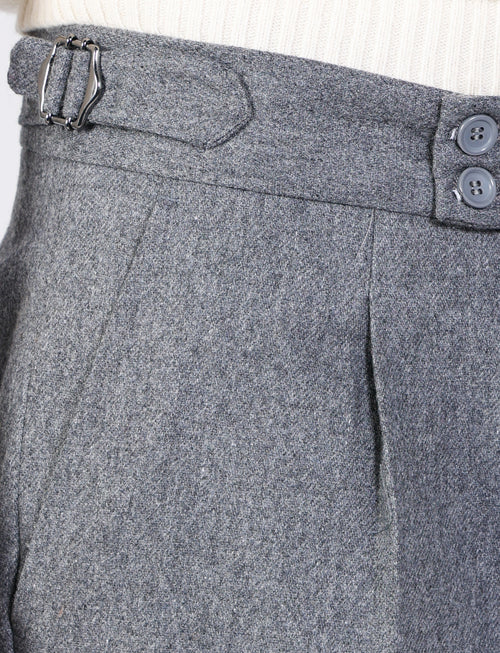 Wool Flannel Pleated Trousers 
