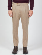 Pantaloni con pence in flanella di lana|Colore:Beige
