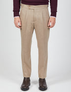 Wool Flannel Pleated Trousers 