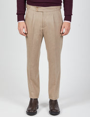 Wool Flannel Pleated Trousers 