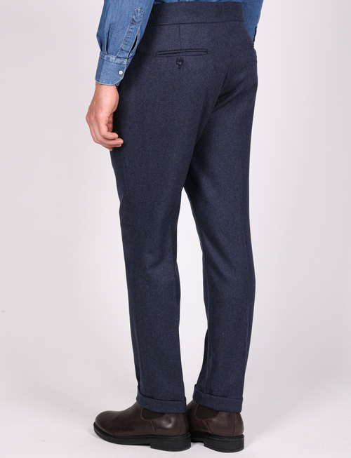 Wool Flannel Pleated Trousers 