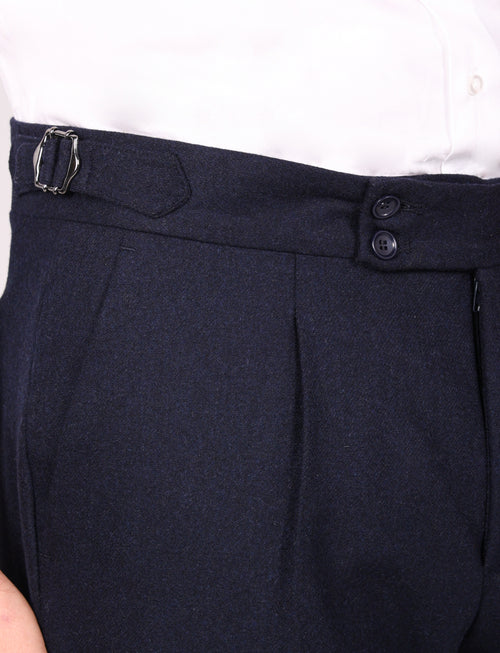Wool Flannel Pleated Trousers 