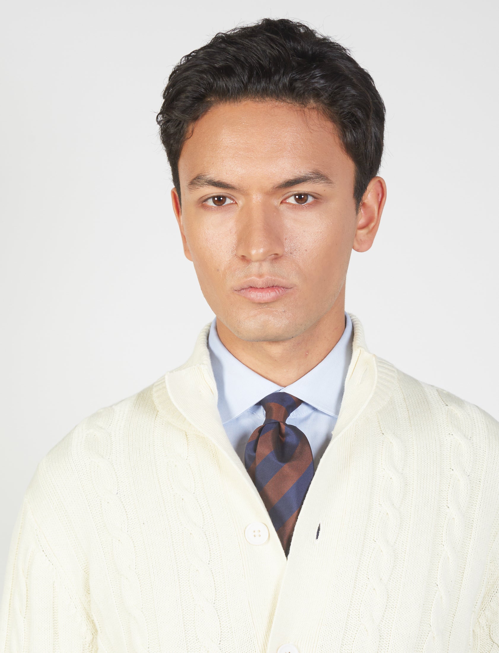 Cardigan a trecce in cotone e lana Luigi Fusaro - Main Image