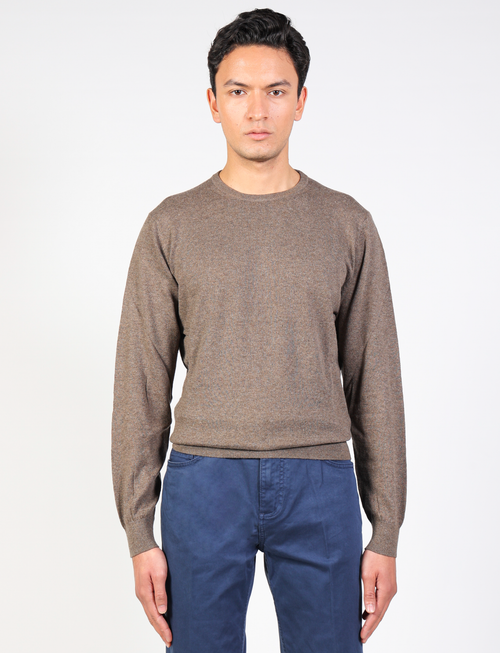 Maglia girocollo in cotone e lana sottile